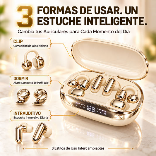Auriculares inalámbricos de tres estilos: para dormir, para hacer deporte y para uso intrauditivo (3 en 1).