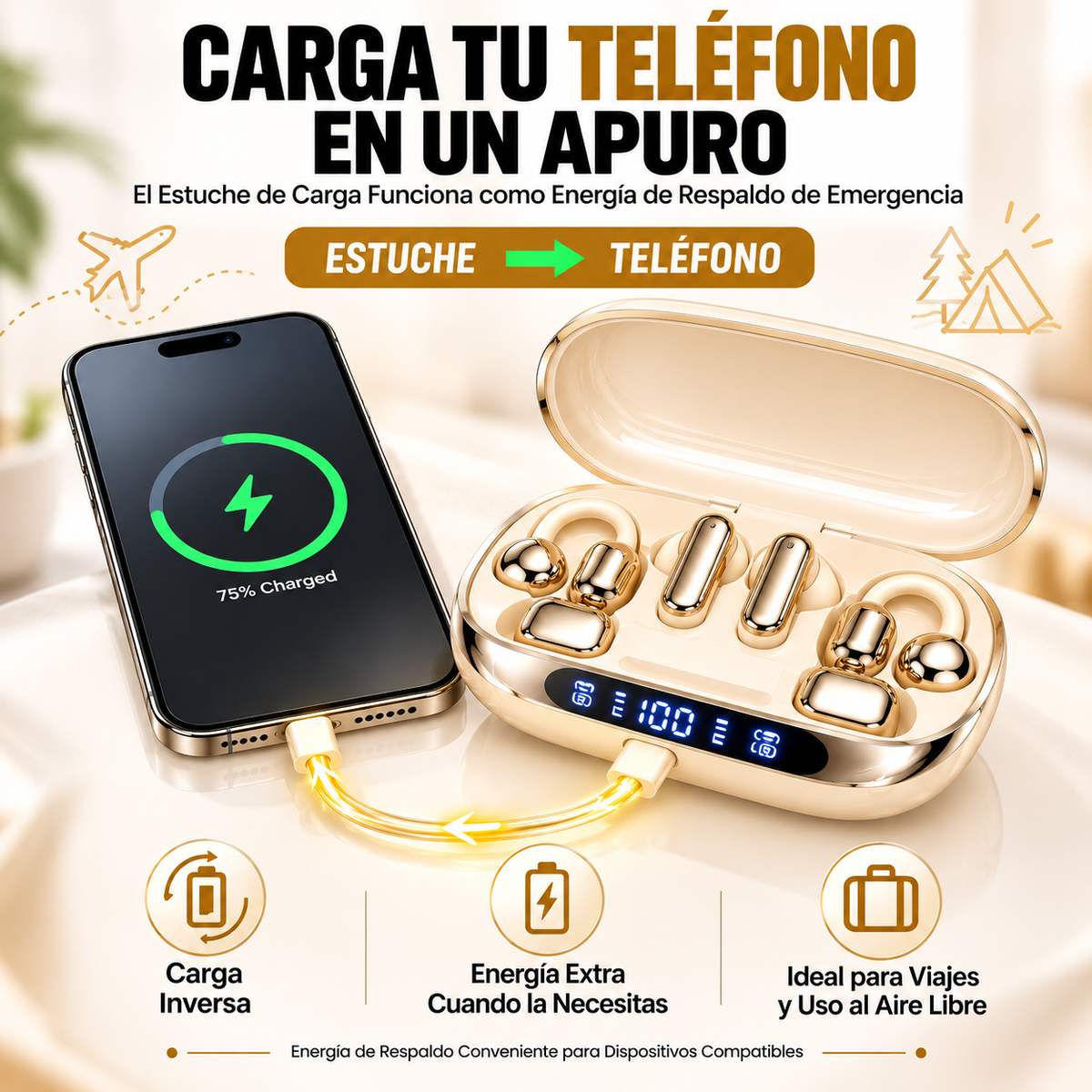Auriculares inalámbricos de tres estilos: para dormir, para hacer deporte y para uso intrauditivo (3 en 1).