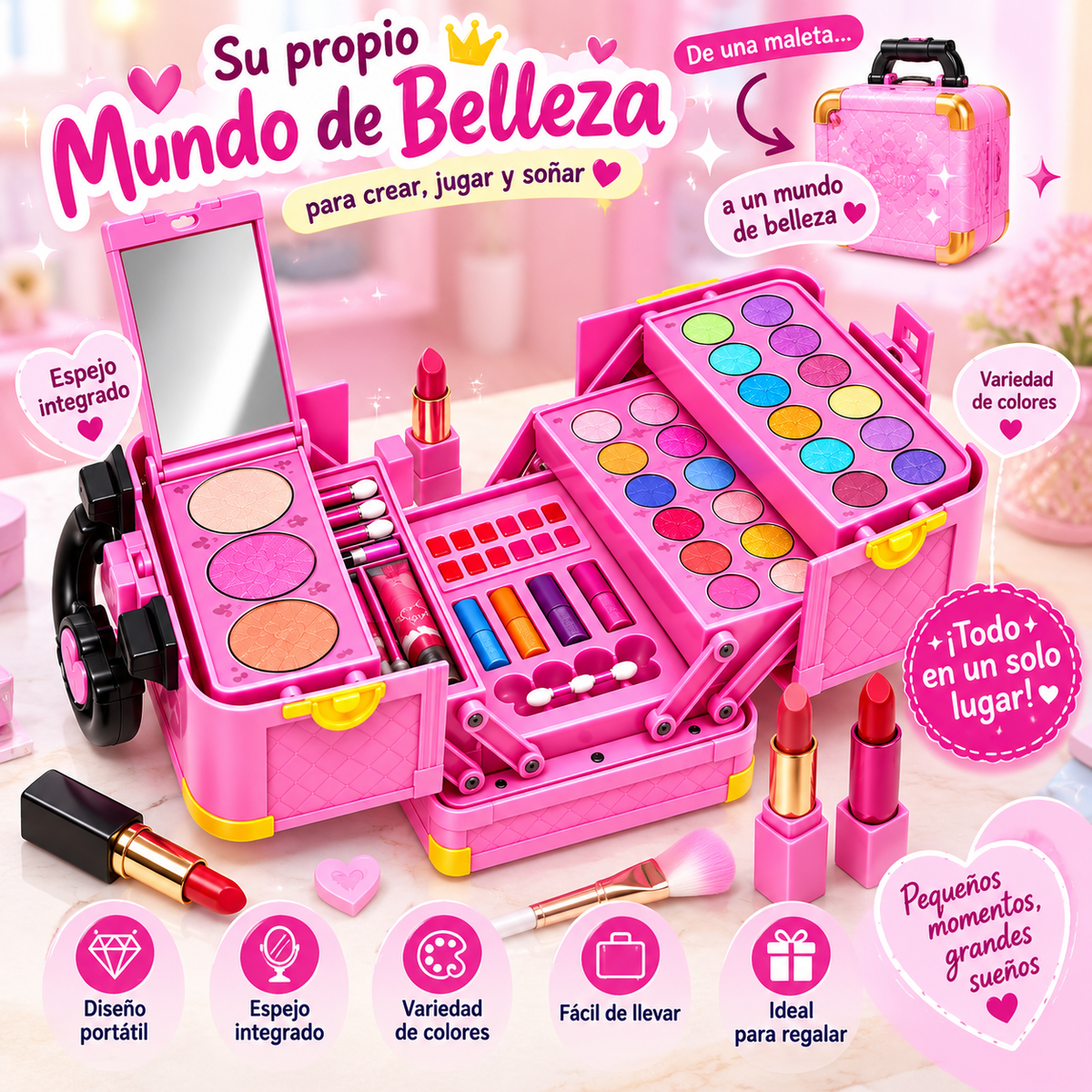 Cofre de Belleza Infantil™ - Su primer maletín de belleza y diversión 🎀