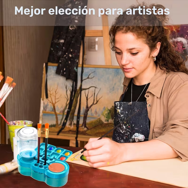 Limpiador de Pinceles Automático 6 en 1 🖌️+ Bandeja de pintura