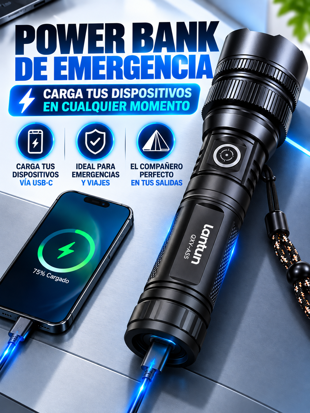 PowerBeam™ 5 EN 1 — La linterna táctica que lo tiene todo en una sola herramienta.