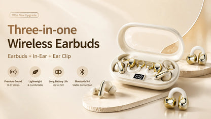 Auriculares inalámbricos de tres estilos: para dormir, para hacer deporte y para uso intrauditivo (3 en 1).
