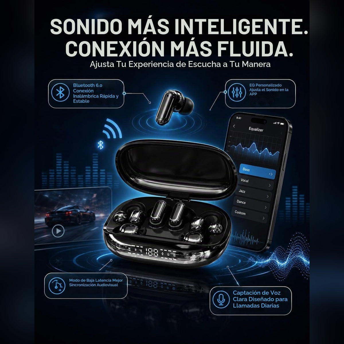 Auriculares inalámbricos de tres estilos: para dormir, para hacer deporte y para uso intrauditivo (3 en 1).