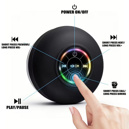 AquaBeat™ — Parlante Bluetooth para Ducha con Luz LED