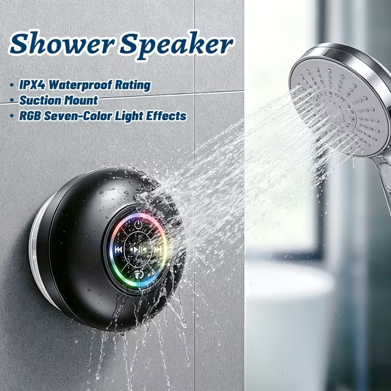 AquaBeat™ — Parlante Bluetooth para Ducha con Luz LED